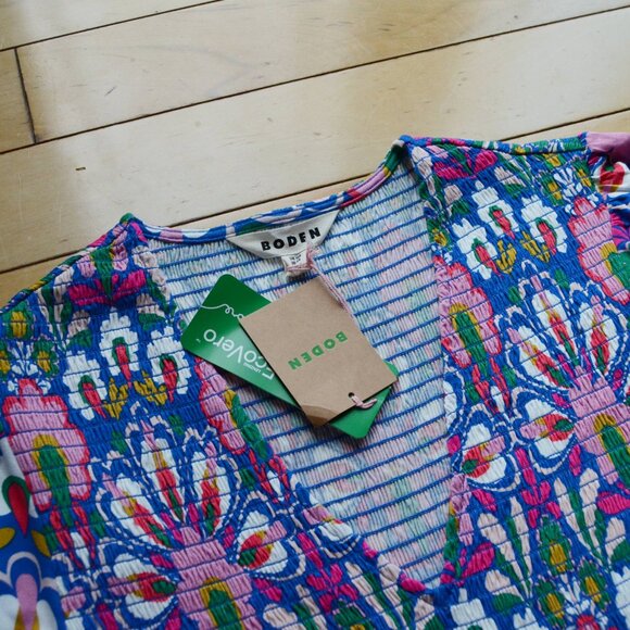 Boden Bethany Smocked Jersey Dress US 8R NWT - Picture 3 of 13